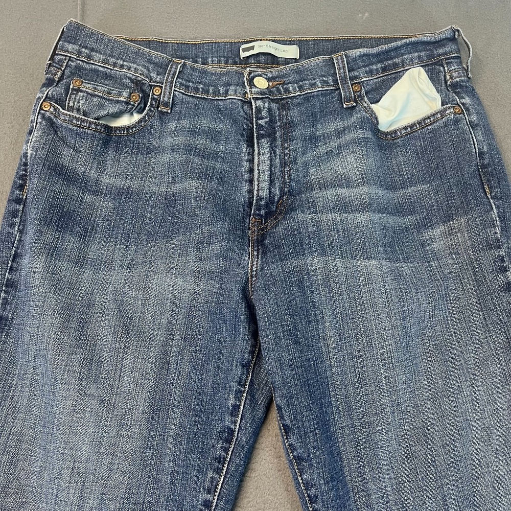 Levi's 505 Womens 16 Jeans Blue Denim Faded Wash Straight Leg Mid‎ Rise Y2K VTG - Picture 2 of 9